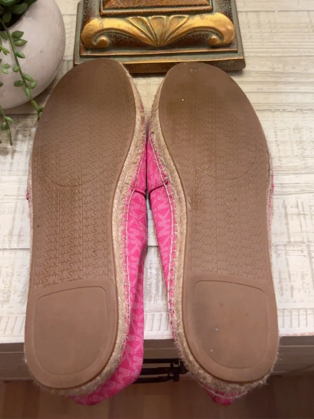 Michael Kors Pink Faux Leather Espadrille Flats